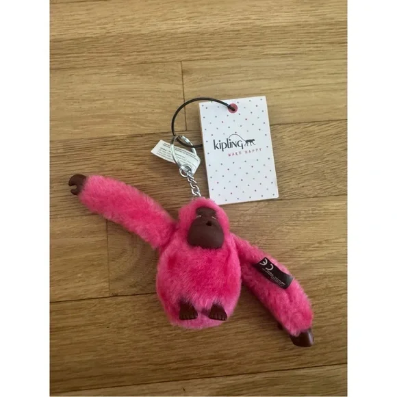Kipling Fuchsia Hydrangea Sven Monkey Key Chain - Picture 2 of 11
